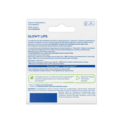 Labello Glowy Lips Per Labbra Secche Ultra-Idratante Acido Ialuronico + Vitamina E + Glicerina 10ml