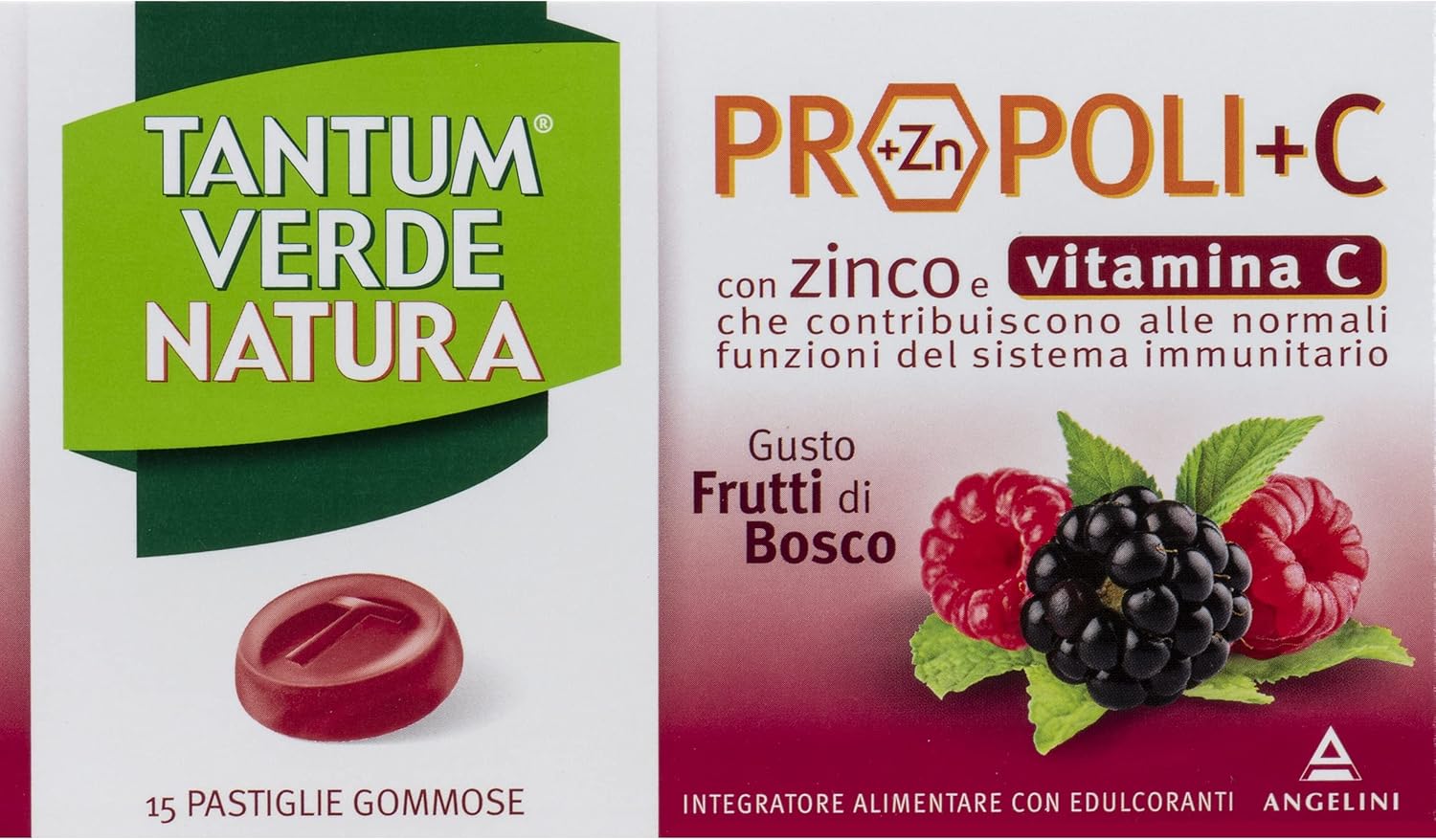 Tantum Verde Natura Propoli+C Frutti di Bosco 15 Pastiglie Gommose