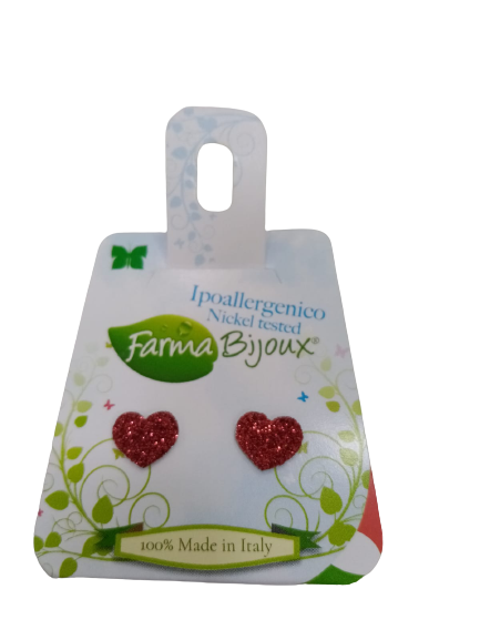 ORECCHINO CUORE ROSSO GLITTER