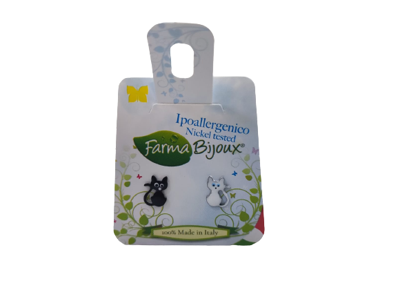 FARMA BIJOUX ORECCHINO COPPIA GATTI BIANCO E NERO
