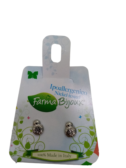 ORECCHINO COCCINELLA 8MM ARGENTO