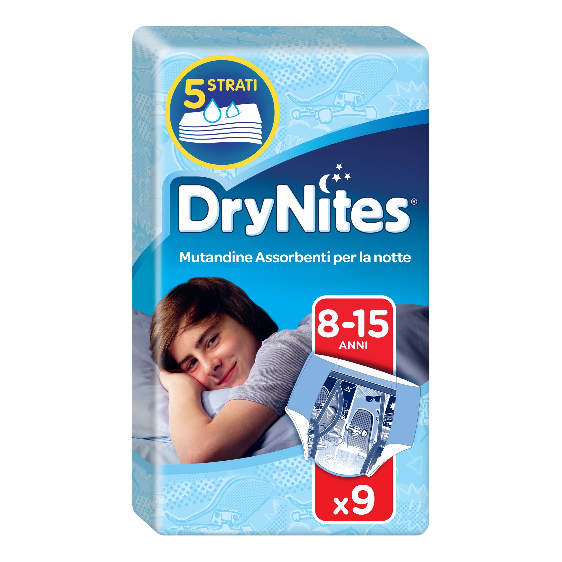 Huggies Drynites Boy Pyjama Pants Teen 30-48Kg 8-13 Anni 9 Pezzi