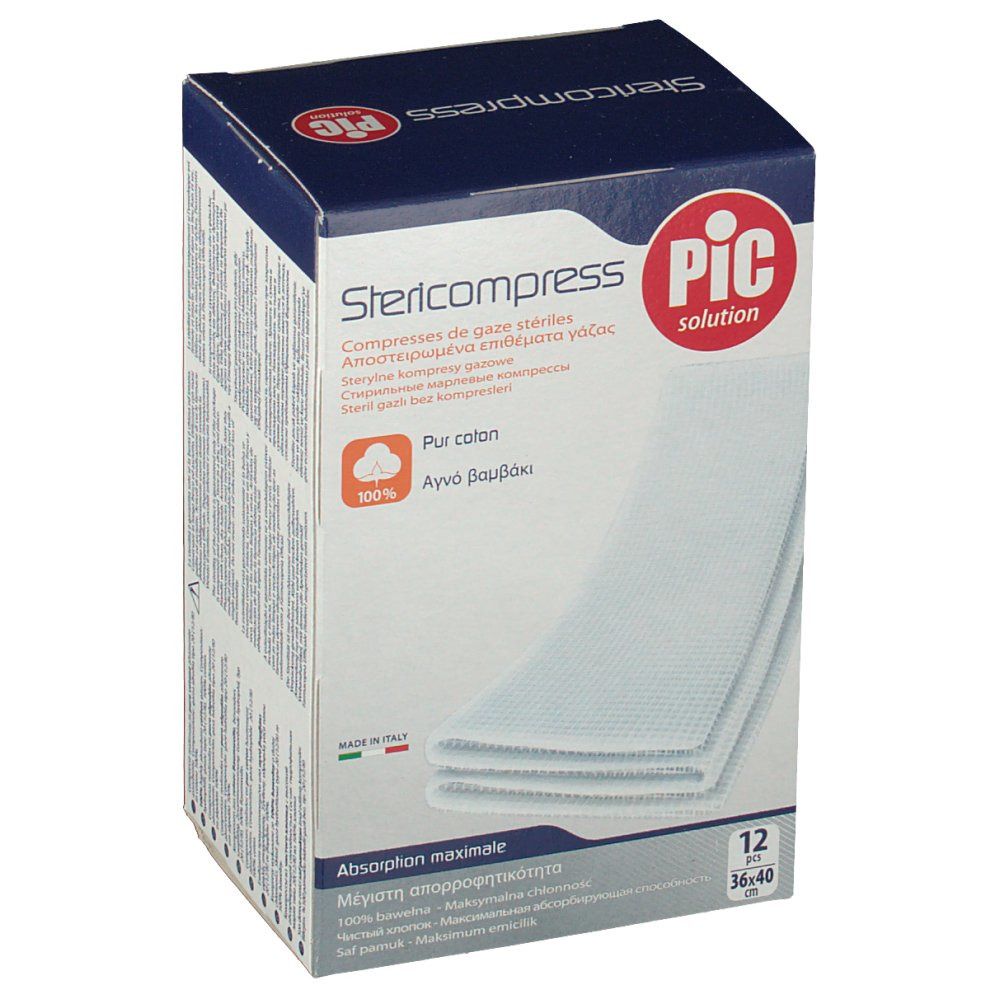 PIC STERICOMPRESS 12 COMPRESSE DI GARZA STERILI 36X40CM