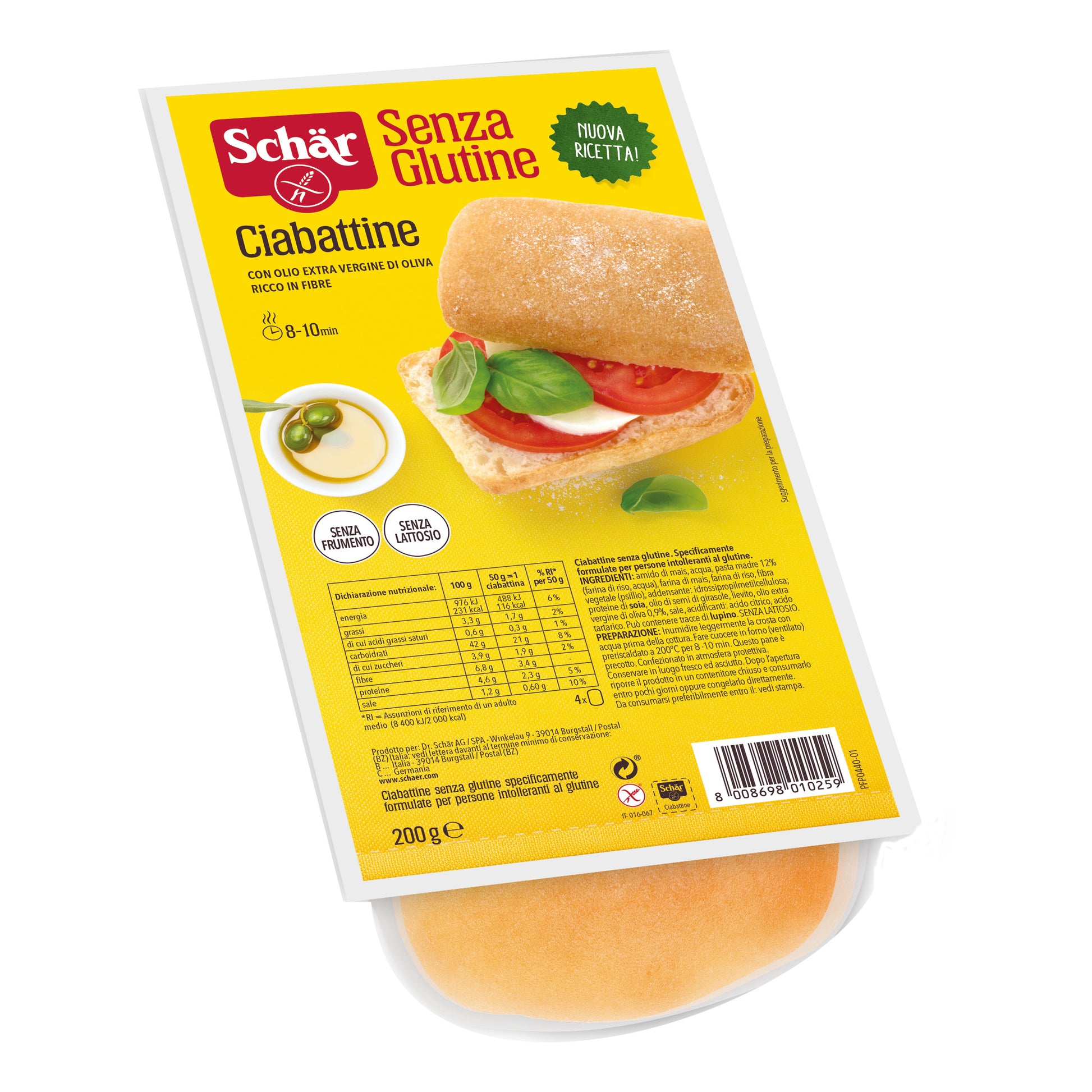 SCHAR CIABATTA PANE 200G S/GL
