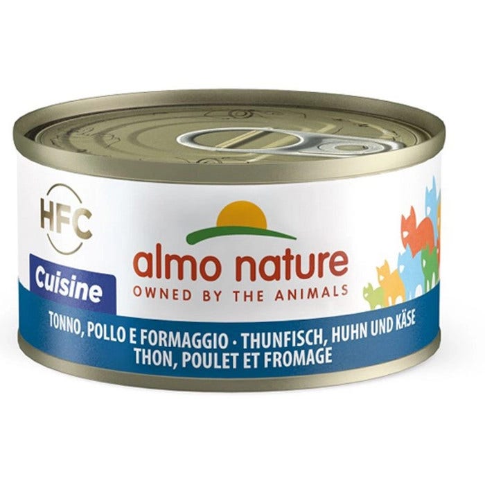 Almo Nature HFC Cuisine Cibo Umido Tonno E Formaggio Per Gatti Adulti Lattina 70g