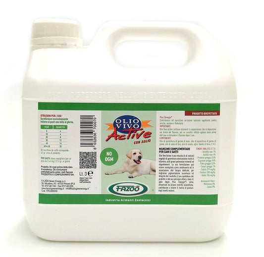 Olio Vivo Active Con Aglio Mangime Complementare Per Cani/Gatti 3 Litri