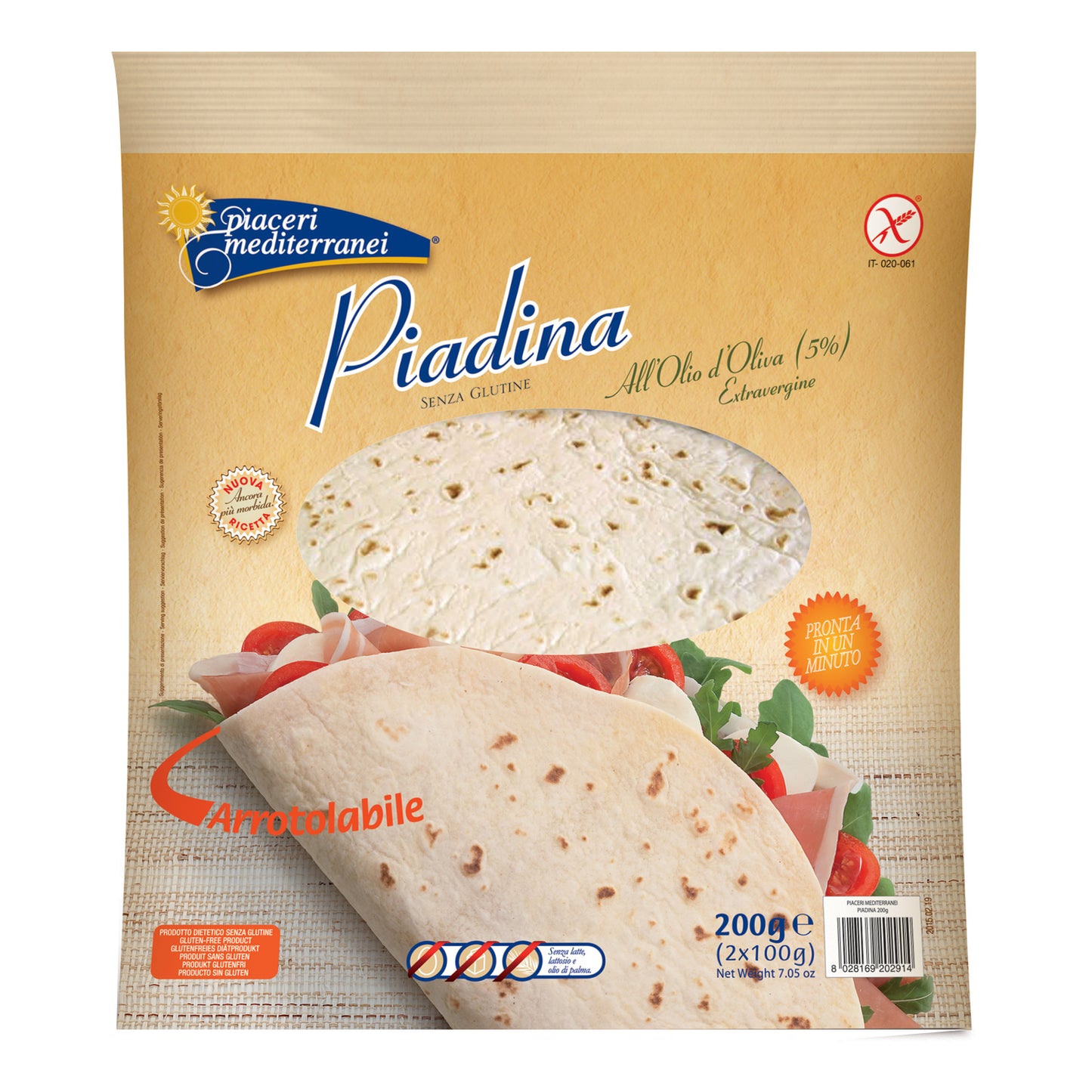 PIACERI MEDITERRANEI Piadina Olio Oliva 200g