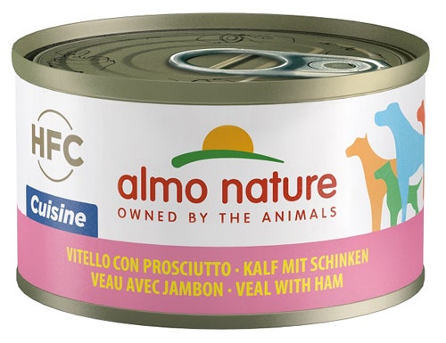 Almo Nature HFC Cuisine Vitello con Prosciutto Cibo Umido Per Cani Adulti Lattina 95g