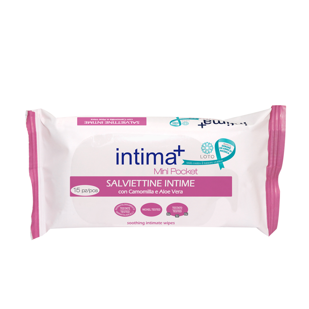 Intima+ Salviette Intime Camomilla/Aloe Vera Mini Pocket 15 Pezzi
