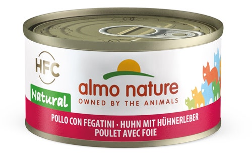 Almo Nature HFC Natural Umido Pollo Con Fegatini Per Gatti Adulti Lattina 70g