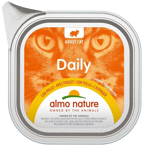 Almo Nature Daily Menù Cibo Umido Con Pollo Per Gatti Adulti Vaschetta 100g