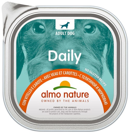 Almo Nature Daily Menu Cibo Umido Vitello E Carote Cani Adulti Vaschetta 300g