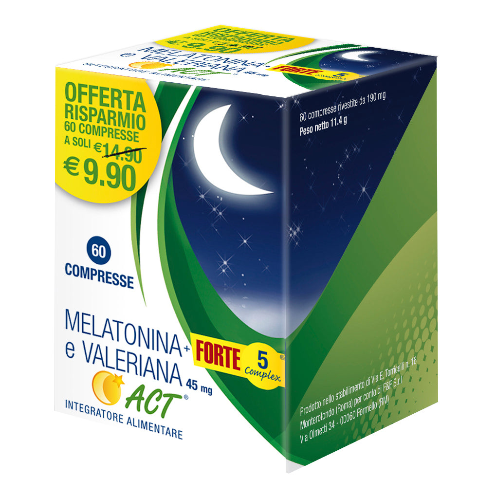 MELATONINA + FORTE 5 E VALERIANA ACT 60 COMPRESSE