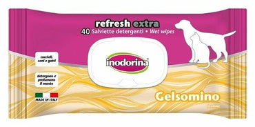 Inodorina Refresh Extra Salviette Detergenti Al Gelsomino Per Cani/Gatti 40 Salviette