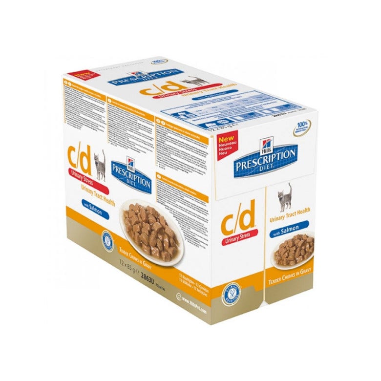 Hill's Prescription Diet c/d Urinary Stress Bustina Umido con Salmone Per Gatti 12x85g