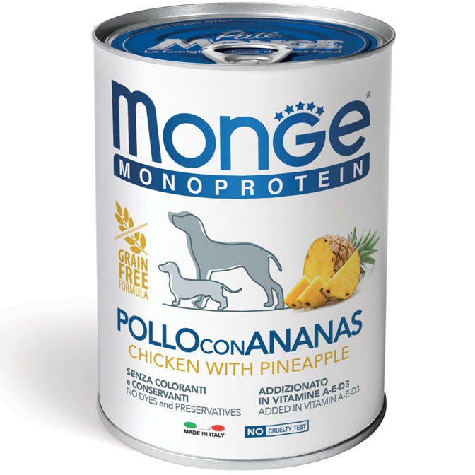 Monge Monoprotein Pollo Con Ananas Cibo Umido Per Cani Adulti 400g