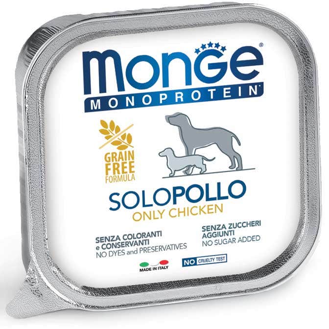 Monge Monoprotein Solo Pollo Cibo Umido Per Cani Adulti 150g