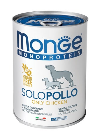 Monge Monoprotein Solo Pollo Cibo Umido Per Cani Adulti 400g