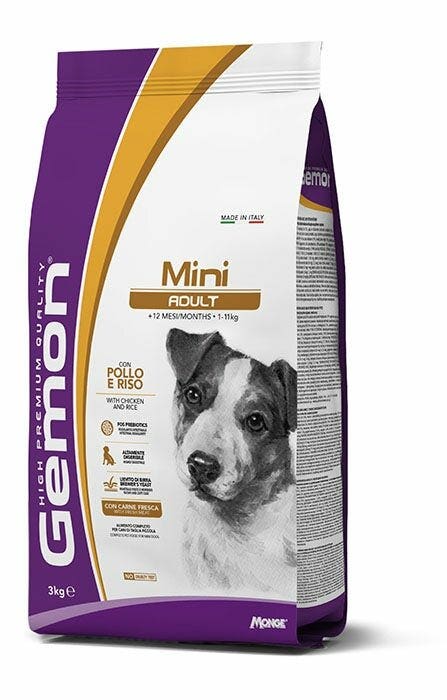 Gemon Mini Adult Con Pollo E Riso Cibo Secco Cani Adulti Taglia Mini Sacco 3kg