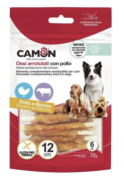Camon Rolls Di Pelle Bovina Con Pollo 12cm 70g