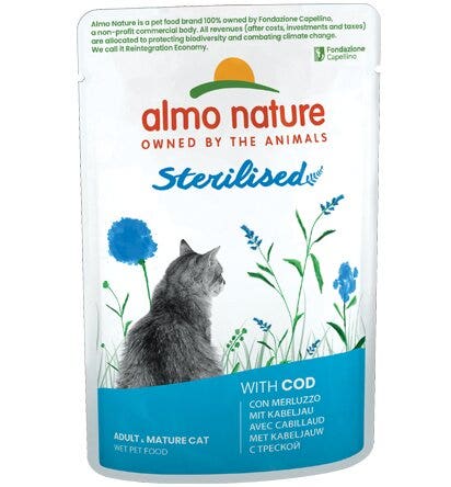 Almo Nature Sterilised Cibo Umido Merluzzo Per Gatti Adulti Sterilizzati Bustina 70g