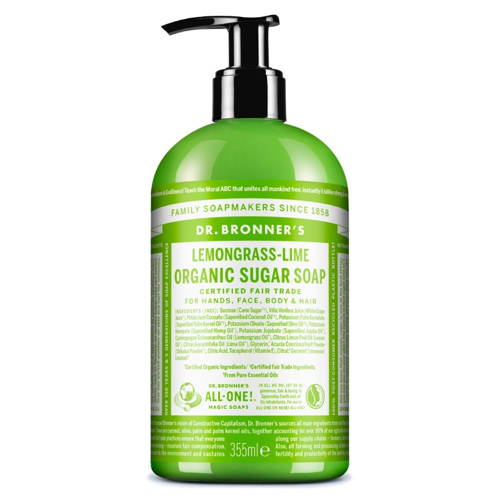 Dr. Bronner's Sapone Di Zucchero Bio Lemongrass&Lime 355ml