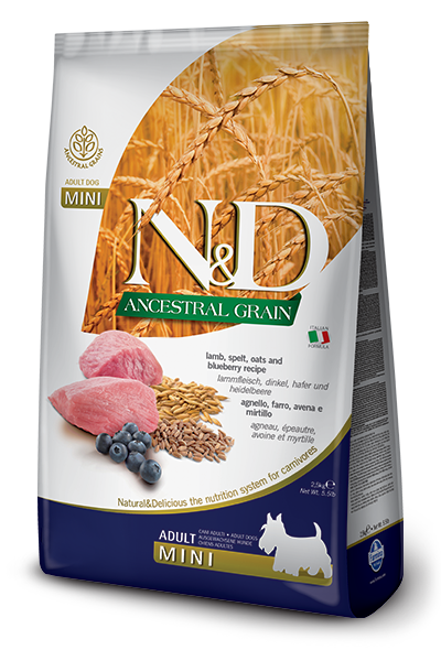 Farmina N&D Ancestral Grain Agnello E Mirtillo Cani Adulti Taglia Mini Sacco 800g