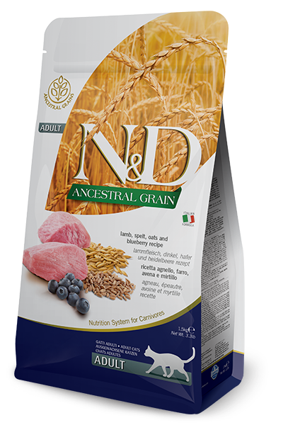 Farmina N&D Ancestral Grain Selection Agnello E Mirtillo Gatti Adulti Sacco 1,5kg