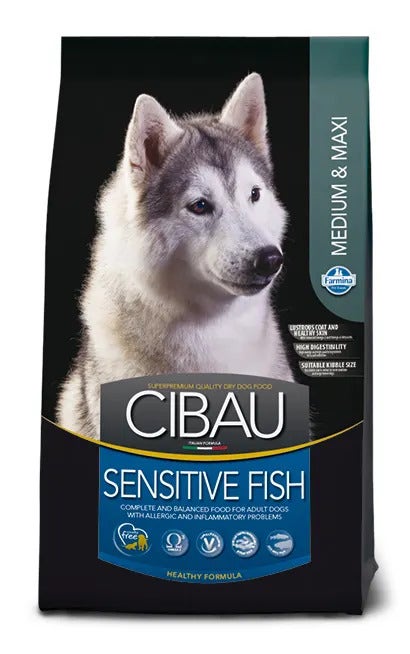 Cibau Sensitive Fish Medium & Maxi Cibo Secco Per Cani Adulti Sacco 12Kg