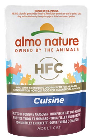 Almo Nature HFC Cuisine Cibo Umido Filetto Di Tonno E Aragosta Per Gatti Adulti Bustina 55g