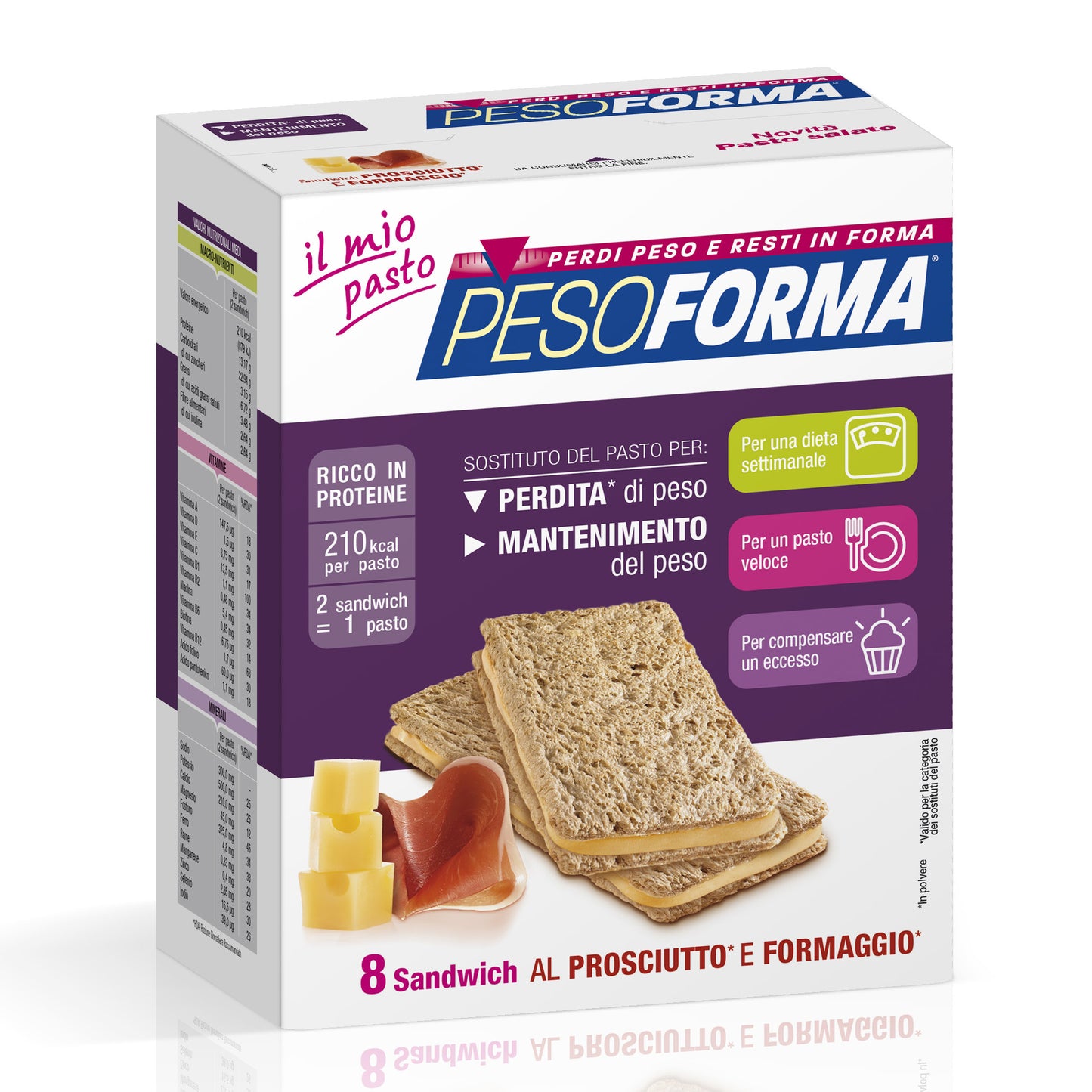 PESOFORMA SANDWICH GUSTO PROSCIUTTO E FORMAGGIO 8 PEZZI