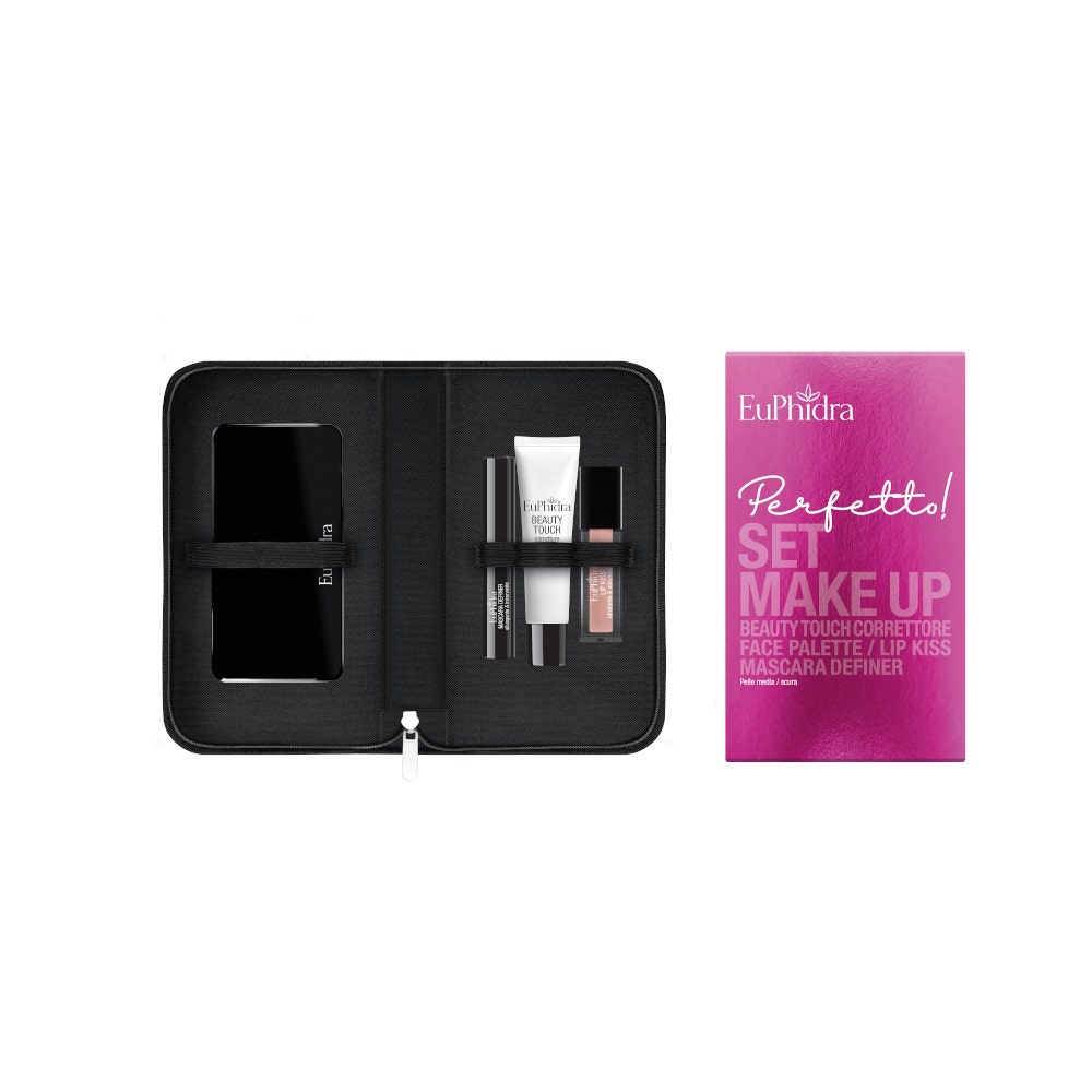 Euphidra Set Make Up Pelli Chiare/Medie Con 1 Correttore + 1 Mini Mascara + 1 Lip Gloss + 1 Face Palette