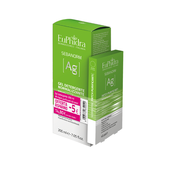 Euphidra Sebanorm Ag Gel Detergente 200ml + Patch Purificanti 40 Pezzi