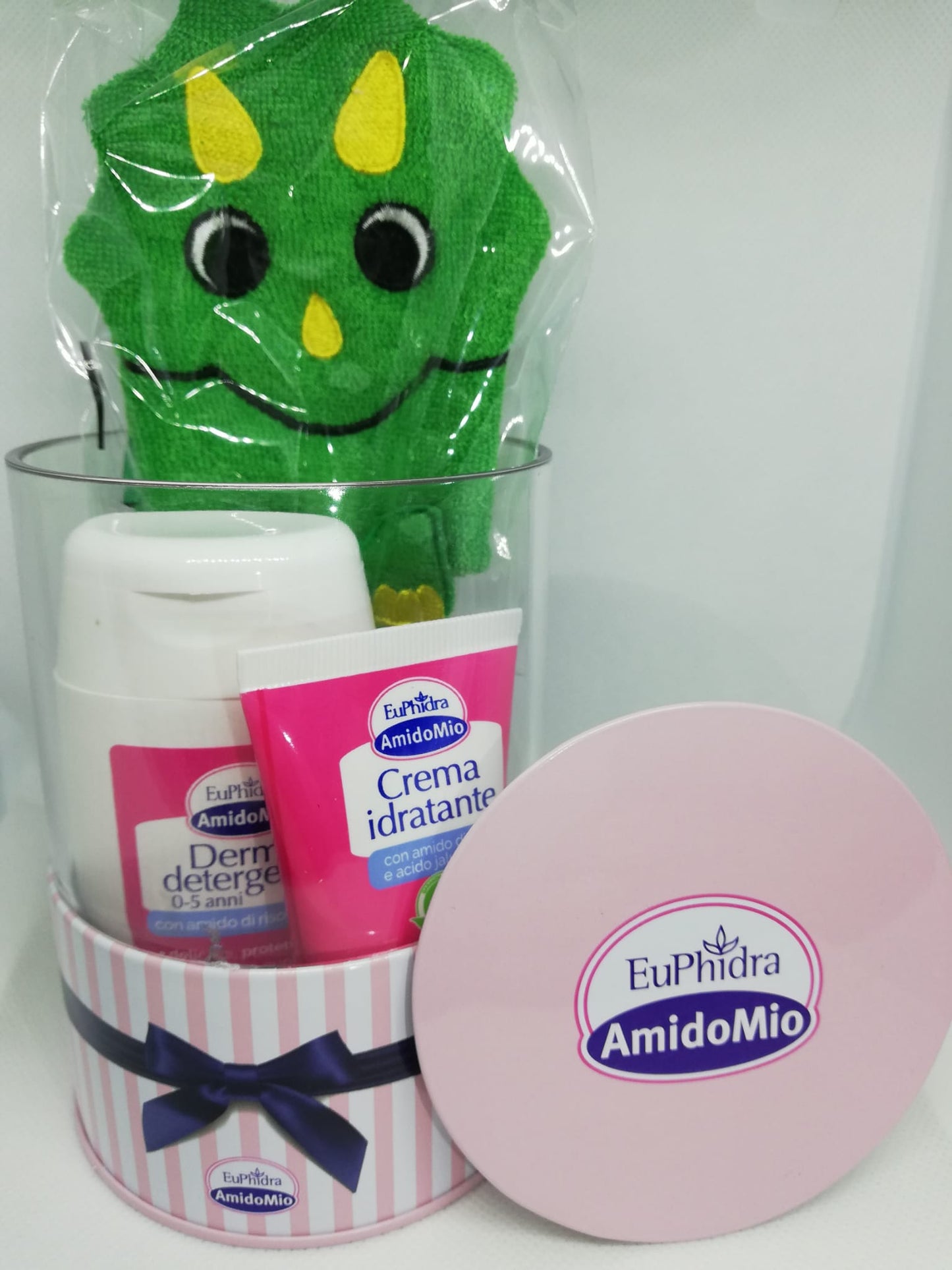 EUPHIDRA AMIDO MIO COFANETTO DINO - CREMA LENITIVA 25ML + DERMO-DETERGENTE 100ML + SPUGNETTA