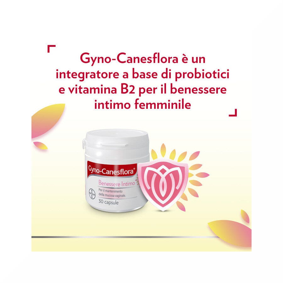 Gyno Canesflora probiotico con vitamina B2 per benessere Intimo e Flora Vaginale Equilibrata 30 cps