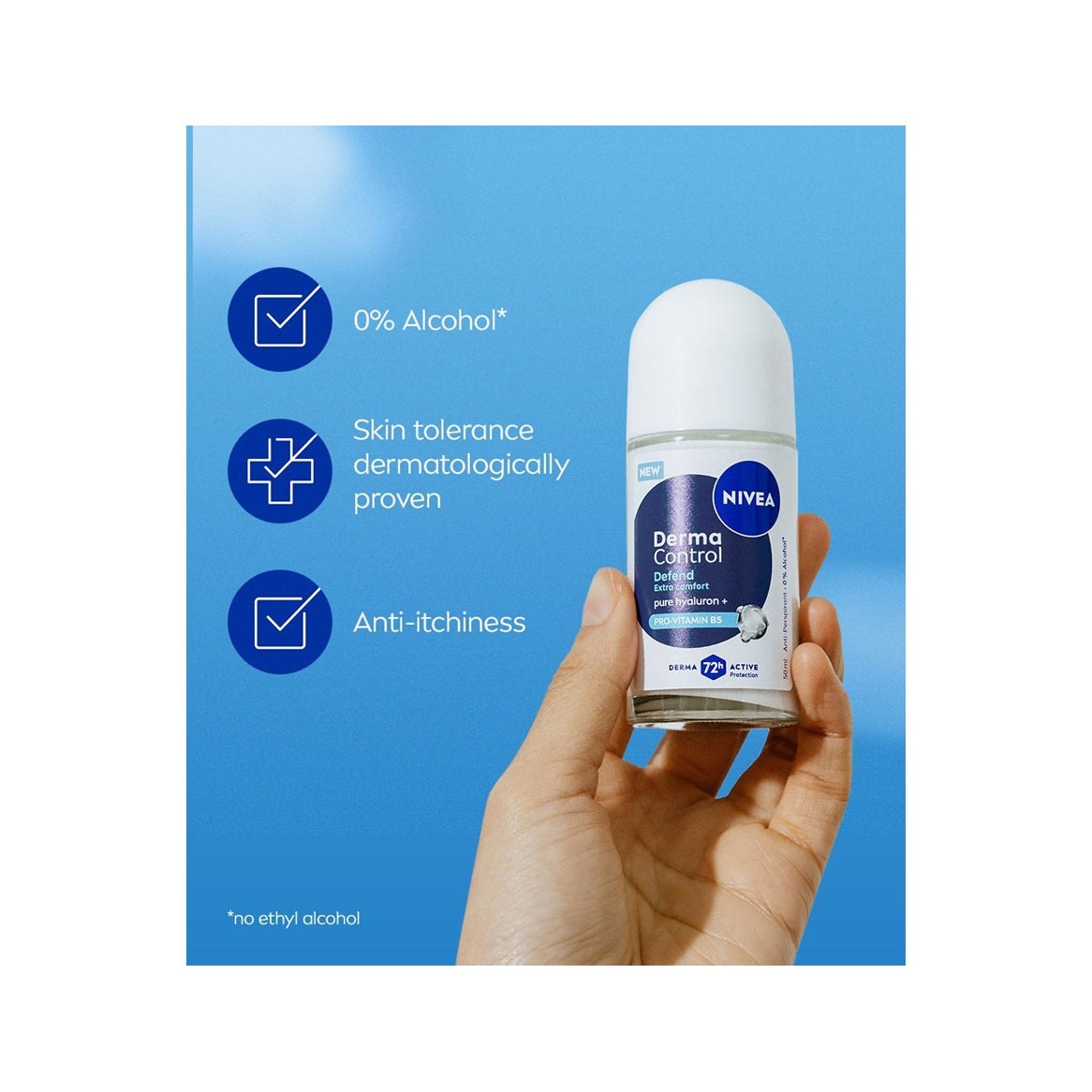 Nivea Derma Control Defend Extra Comfort Deodorante Antitraspirante Roll-On 72H 50ml