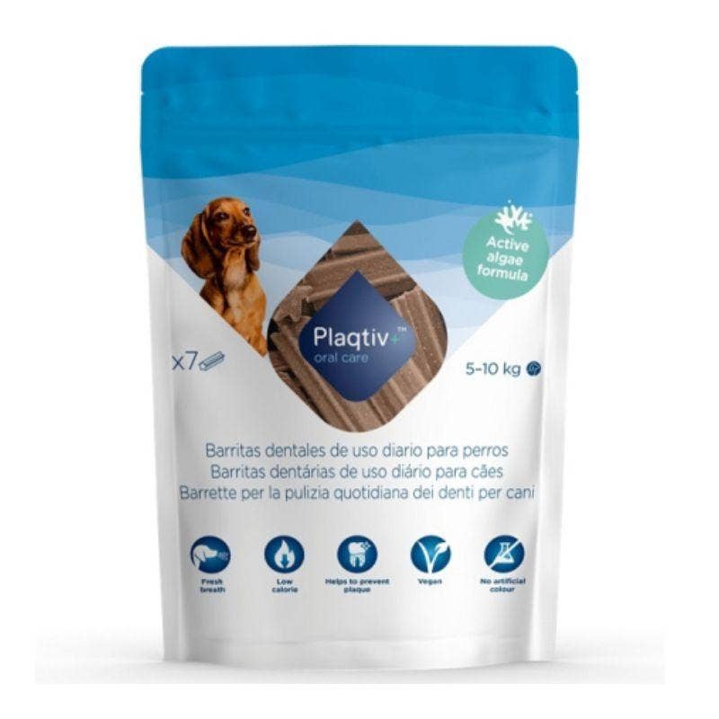 Plaqtiv+ Barrette per Pulizia Quotidiana dei Denti per Cani da 5 a 10 kg 7 Pezzi