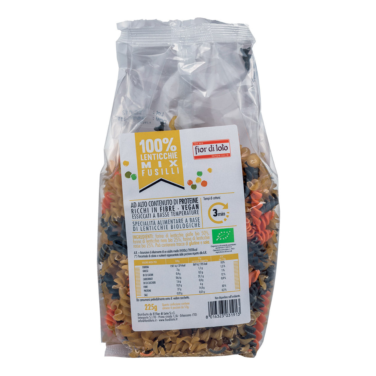 FIOR DI LOTO Fusilli Lenticchie Mix Bio 225g