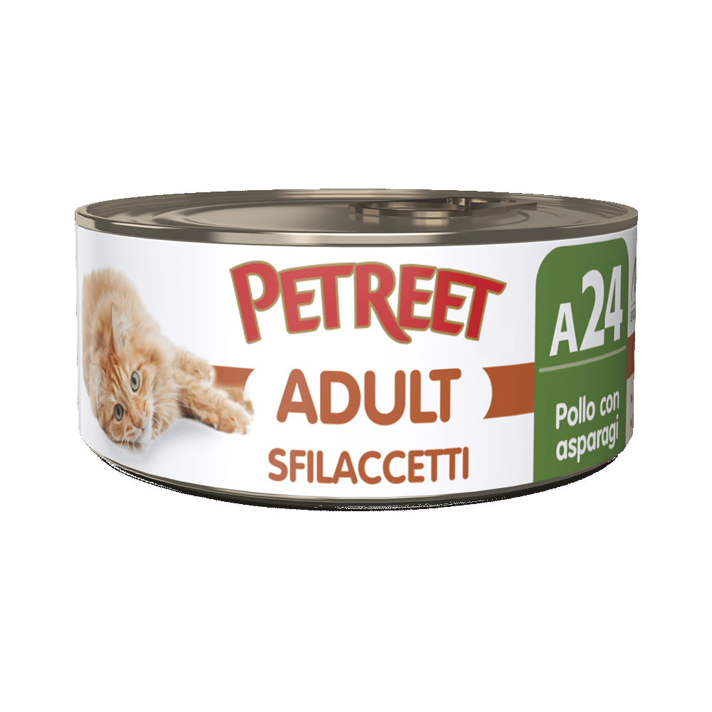 Petreet Adult Sfilaccetti Di Pollo Con Asparagi Per Gatti Lattina 70g