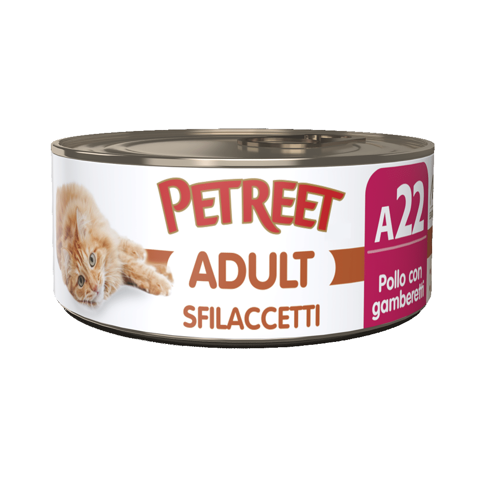 Petreet Adult Sfilaccetti Di Pollo Con Gamberetti Per Gatti Lattina 70g
