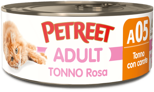 Petreet Tonno Rosa Con Carote Cibo Umido Gatto Adulto Barattolo70g