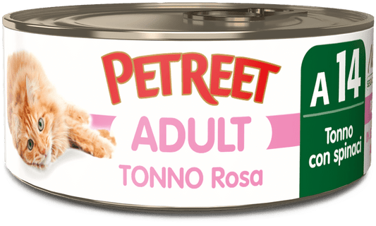 Petreet Tonno Rosa Con Spinaci Cibo Umido Per Gatti Adulti Lattina 70g