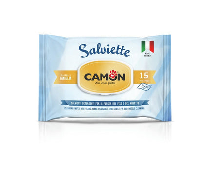 Camon Salviette Pocket Vaniglia Per Cani/Gatti 15 Pezzi
