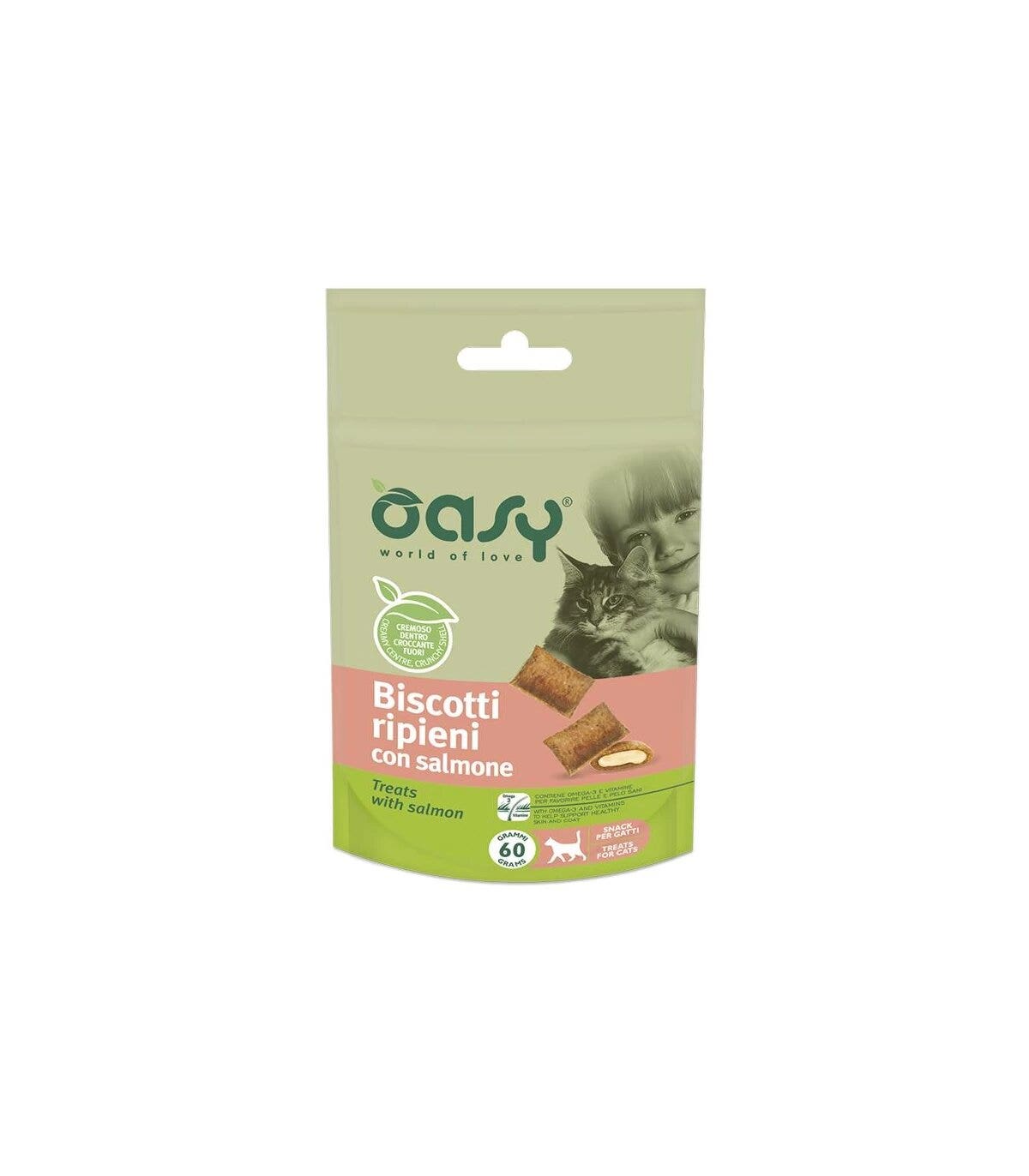 Oasy Snack Gatto Biscotti Ripieni Con Salmone 60g