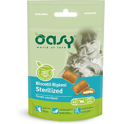 Oasy Wet Cat Snack Biscotti Ripieni Al Pollo Gatti Sterilizzati 60g