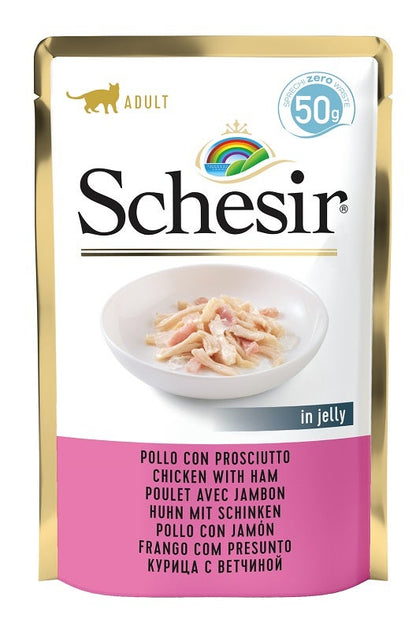 Schesir Pollo Con Prosciutto In Jelly Cibo Umido Gatti Adulti Bustina 50g