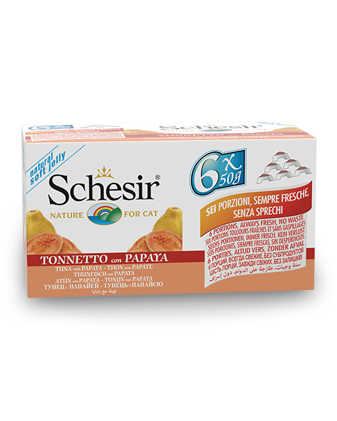 Schesir Multipack Lattina Tonnetto Con Papaya Cibo Umido Gatto Adulto 6x50g