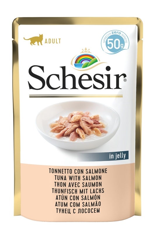 Schesir Tonnetto Con Salmone Cibo Umido Gatti Adulti Bustina 50g