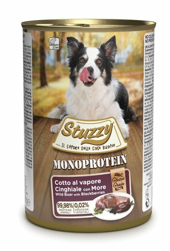 Stuzzy Monoprotein Al Cinghiale Con More Cibo Umido Cani Adulti Barattolo 400g