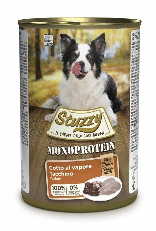 Stuzzy Monoprotein Al Tacchino Cibo Umido Cani Adulti Barattolo 400g